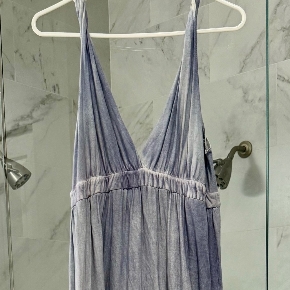 Gypsy 05 Periwinkle & Silver Paisley Maxi Dress with Twisted Straps Size Medium